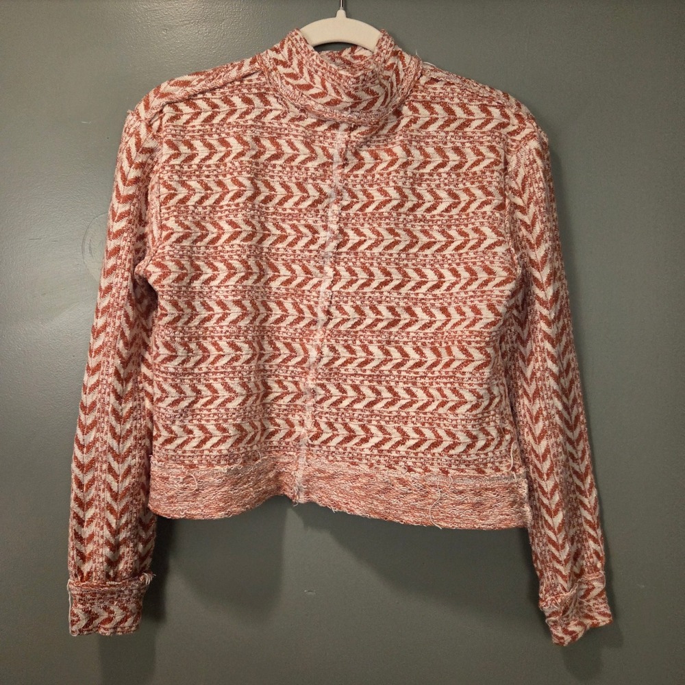 BKE Raw‎ Edge Pointelle Women's Aztec Pullover Sweater Cropped, Women's Size S